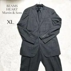 【ビームス】BEAMS HEART ストライプ グレー XL スーツセットアップ