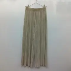 『KJ Collection』ベージュ プリーツ ガウチョ ワイドパンツ【M】