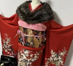 振袖フルセット 8点セット(おまけ付き)★正絹★絞り★少し訳あり
