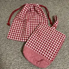 新品ハンドメイド風シューズバッグ&巾着袋 学童用　上履き入れ　体操服入れ