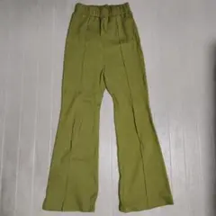 AMIE　amie 低身長　リブニットフレアパンツ オリーブグリーン