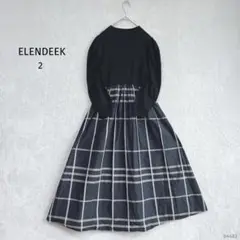 エレンディーク|ドッキングワンピース【2】チェック柄 バルーンスリーブ 可愛い