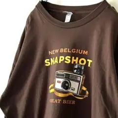 アメリカンアパレル カメラ スナップショット Tシャツ L ブラウン 茶色 古着