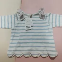 『新品未使用』petit main リボン付きボーダーTシャツ 80