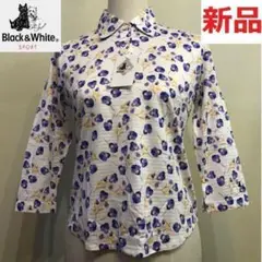 新品未使用 ブラックアンドホワイト スポーツシャツ ボタニカル サイズ2