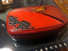 値下 貴重な漆器茶櫃 角丸四角箱 寿雲刀