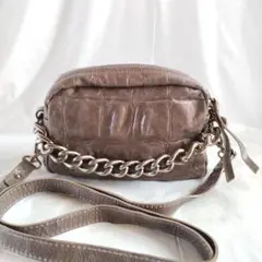 ★美品★Gianni chiarini ショルダーバッグ ポーチ 型押 チェーン