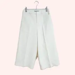 INDIVI ワイドパンツ アイボリー S 上品 センタープレス 上品 きれいめ