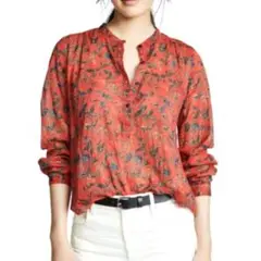 極美品✨イザベルマラン×高山都さん インド綿 ペイズリー柄シアーブラウス レッド