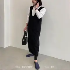YONFA ロングニットジレ ブラック ジャンスカ S ワンピース ヨンファ