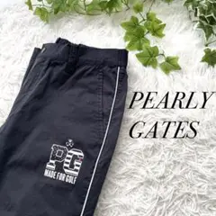 PEARLY GATES パーリーゲイツ 両面プリント ロゴ ナイロンパンツ 紺