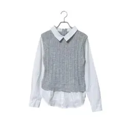 ❁VENCEEXCHANGE❁ニットベスト付 ブラウス/重ね着風 シャツ/長袖