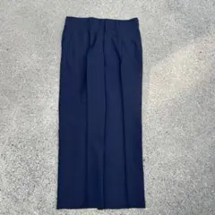 60s 70s USA ワイドスラックス ツータック センタープレス ネイビー