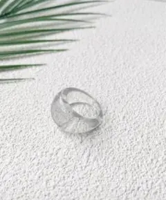 【15号】夏色　レジンリング　シルバーラメ　アクリルリング