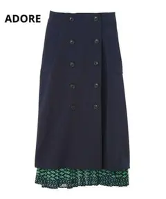 美品 ADORE トレンチ チェック プリーツ 切り替え スカート