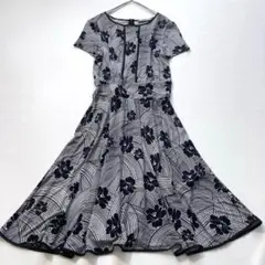 【美品】マックスマーラ MARELLA　花柄×ストライプ 総柄 フレアワンピース
