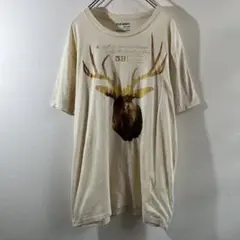 T-347 OLD NAVY 鹿 プリント Tシャツ L ベージュ