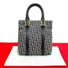 極 美品 クリスチャンディオール トロッター レザー ミニ トートバッグ 紺