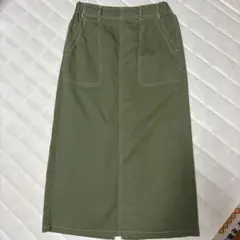 オリーブカラー ロングスカート ポケット付き