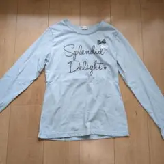 水色 スパンコール リボン Tシャツ 160