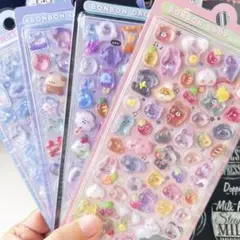 【土日限定価格】ボンボンドロップ風ぷくぷくシール 3D 立体 4枚セット