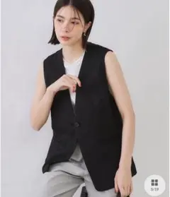 オペークドットクリップ リネンライクVネックジレ