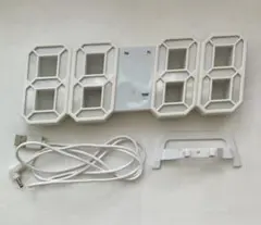 LED デジタル時計 置き時計 壁掛け 掛け時計 卓上 ホワイト