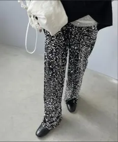 スパンコールベルベットパンツ（黒）