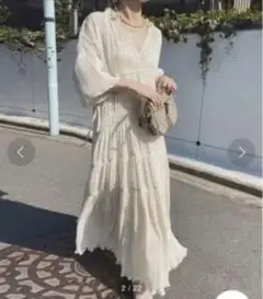 美品 SHIRRING PLEATS DRESS