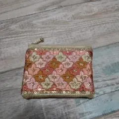 インド刺繍リボン　ポーチ