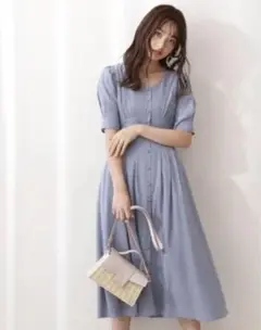 プロポーションボディドレッシング ボリュームスリーブチェックジャガードワンピース