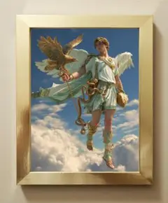 103【知恵と導きの神☆ヘルメスと鷹】伝達・守護・旅の守り【ヒーリング神画】