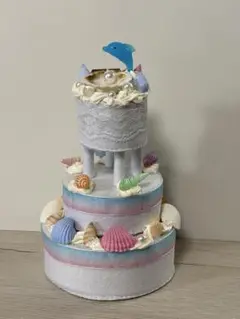 海の生物デコレーション3段ケーキ　ウェディングケーキ
