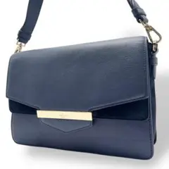 極美品 ケイトスペード ショルダーバッグ カーメル レザー ネイビー 斜め掛け