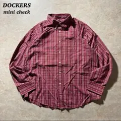 DOCKERSボタンダウンミニチェックシャツ古着レッド美品アメカジunisex赤