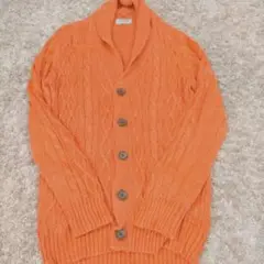 メンズビギ Men's Bigi オレンジ カーディガン ケーブル編み