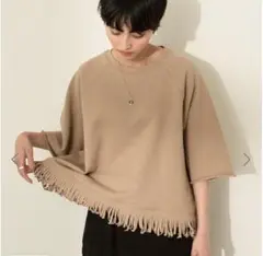 AMERICAN HOLIC フリンジ5分袖ラグランスウェット