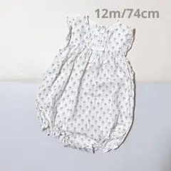 PETITBATEAU プチバトー　プリントショートロンパース　花柄　12m