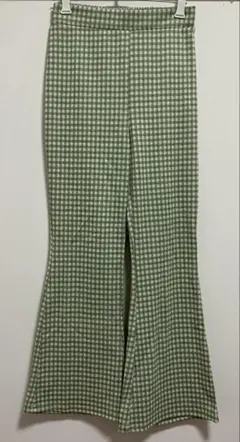 チェック柄 フレアパンツ