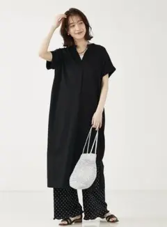 abahouse mavie シルケット天竺スキッパーワンピース