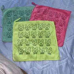 ウサギデザインのループ付タオル3枚セット