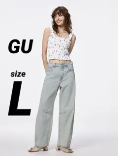 【 GU ジーユー 】バレルレッグジーンズ 62ブルー L