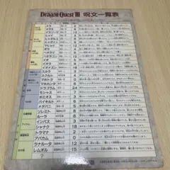 ファミ通　ドラゴンクエストIII 呪文一覧表