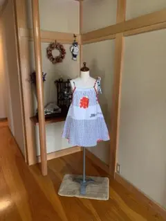 手ぬぐいリメイク☆チュニック丈のエプロンみたいなキャミソール☆大きめLサイズ