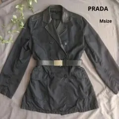 PRADA ナイロン・レザーのコンビ ジャケット