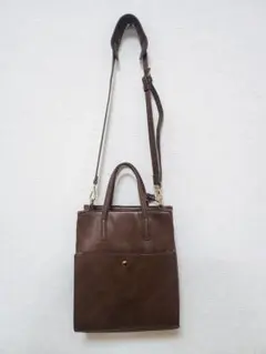 ブラウン 合成皮革 トートバッグ