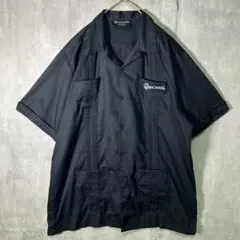 希少 刺繍ロゴワンポイント キューバシャツ 黒 オープンカラー