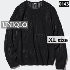 0143 UNIQLO レースクルーネックセーター ブラック