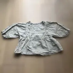 薄いグリーン刺繍入りコットンシャツ 80