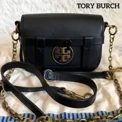 美品✨トリーバーチ 3way ショルダーバッグ チェーン レザー 黒 金具 ロゴ